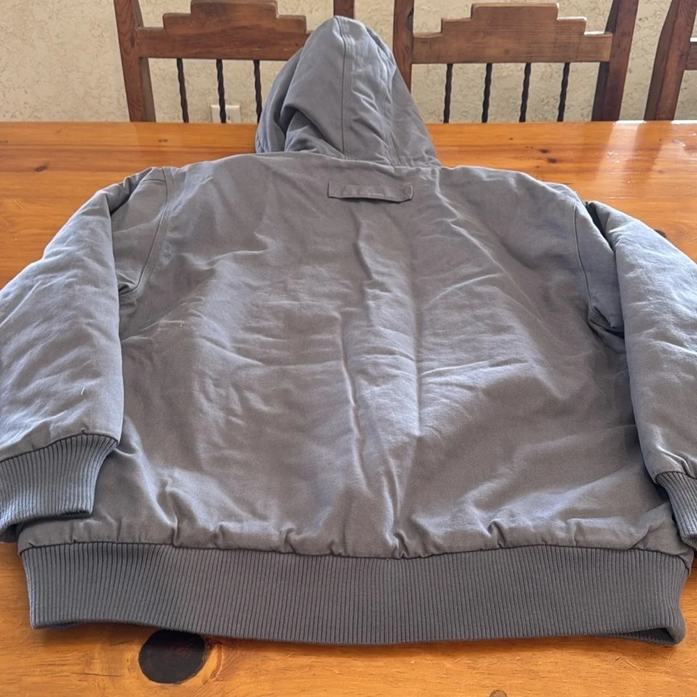 Cornerstone Washed Duck Cloth Insulated Hooded Work Jacket, Metal Grey